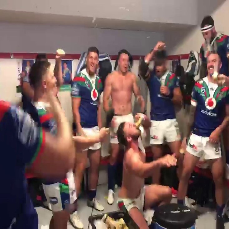 Celebrating stunning win over the Knights